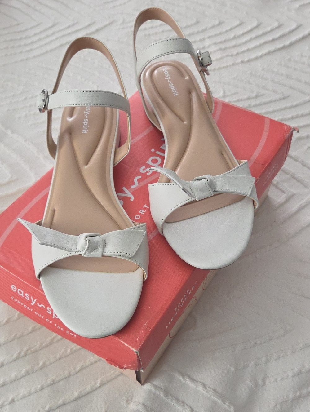 Easy Spirit White Knot-Front Slingback Sandals